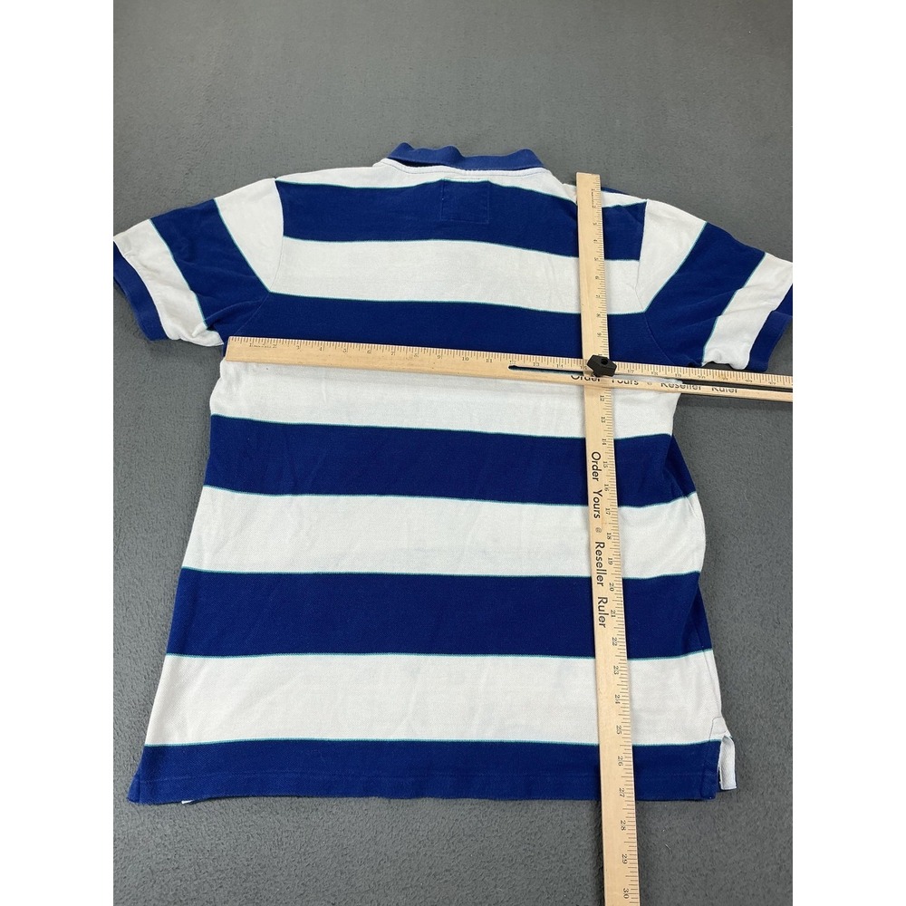 Hollister Polo Shirt Mens L Blue Striped 100% Cotton Collared Surf Shop mallcore - Picture 4 of 7